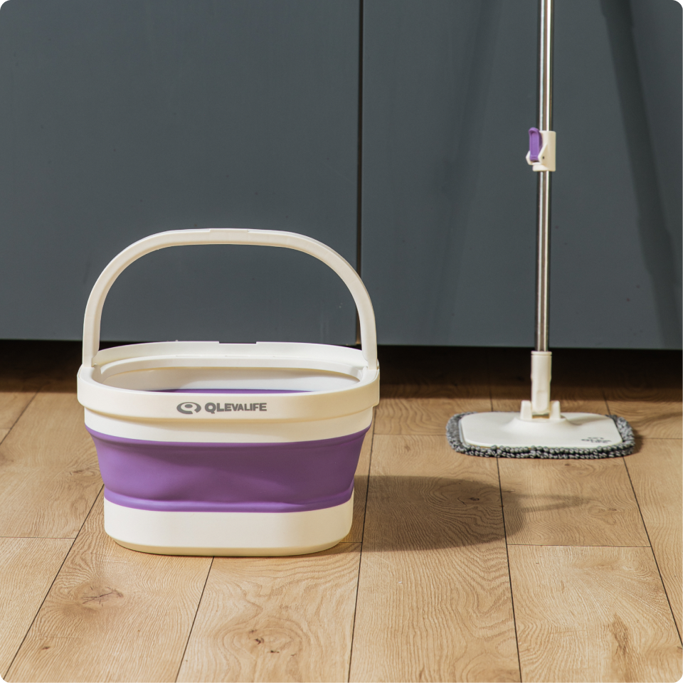 Швабра с отжимом и складным ведром